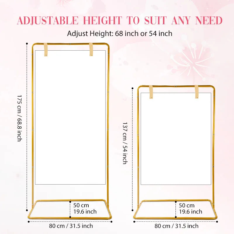 Rectangular Golden Party Arch - Adjustable Height Celebration Backdrop Frame - Wedding & Birthday Celebration Decoration