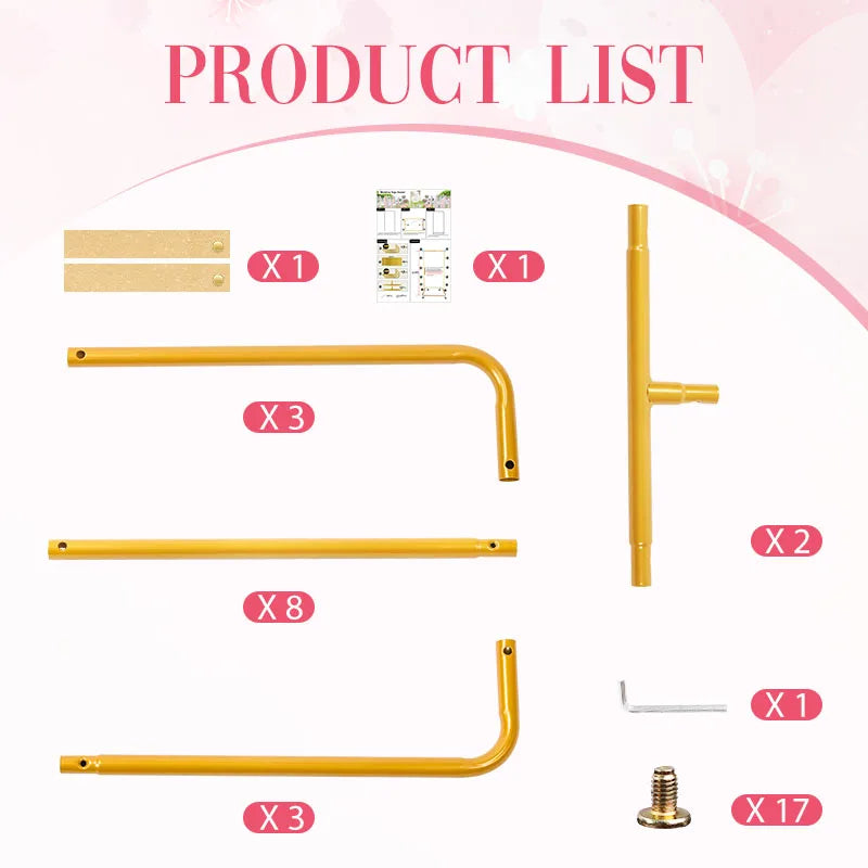 Rectangular Golden Party Arch - Adjustable Height Celebration Backdrop Frame - Wedding & Birthday Celebration Decoration