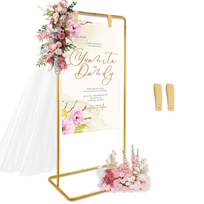 Rectangular Golden Party Arch - Adjustable Height Celebration Backdrop Frame - Wedding & Birthday Celebration Decoration
