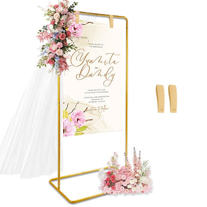 Rectangular Golden Party Arch - Adjustable Height Celebration Backdrop Frame - Wedding & Birthday Celebration Decoration
