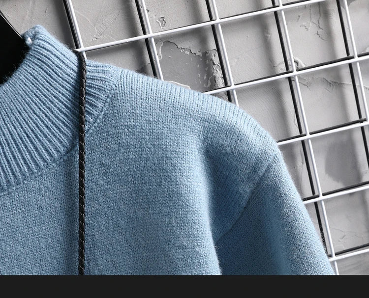 Winter Cashmere Warm Sweater Men Turtleneck Mens Pullover Patchwork Sweaters Tops Knitted Men's Christmas Jumper