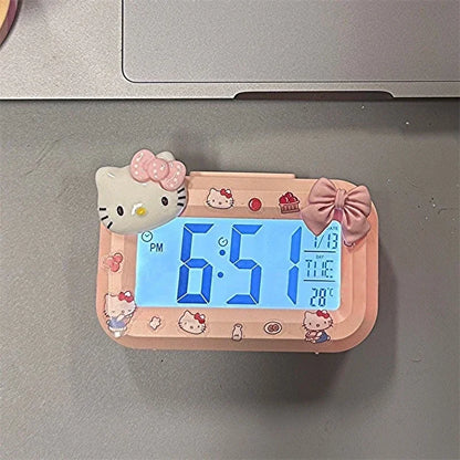 Hello Kitty Alarm Cute Kitty Cat Noctilucent Clocks Cartoon Mini Alarm Clocks