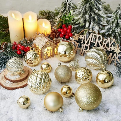 24 Piece Set Gold 3cm Christmas Ball Ornaments Unbreakable Christmas Hanging Balls for Christmas Tree Holiday Wedding Party