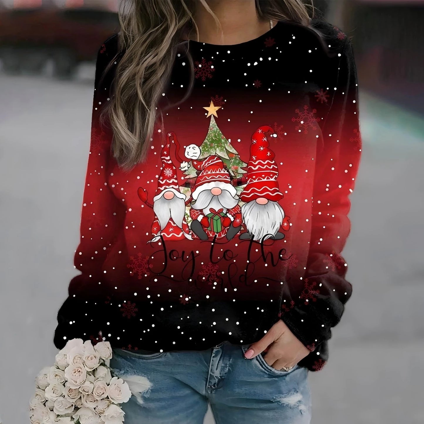 Festival Fashion Clothing Women's T-shirts Street Outdoor Christmas 3D Print Snowman Sweatshirts Long Sleeve Pullover Tops Shirt