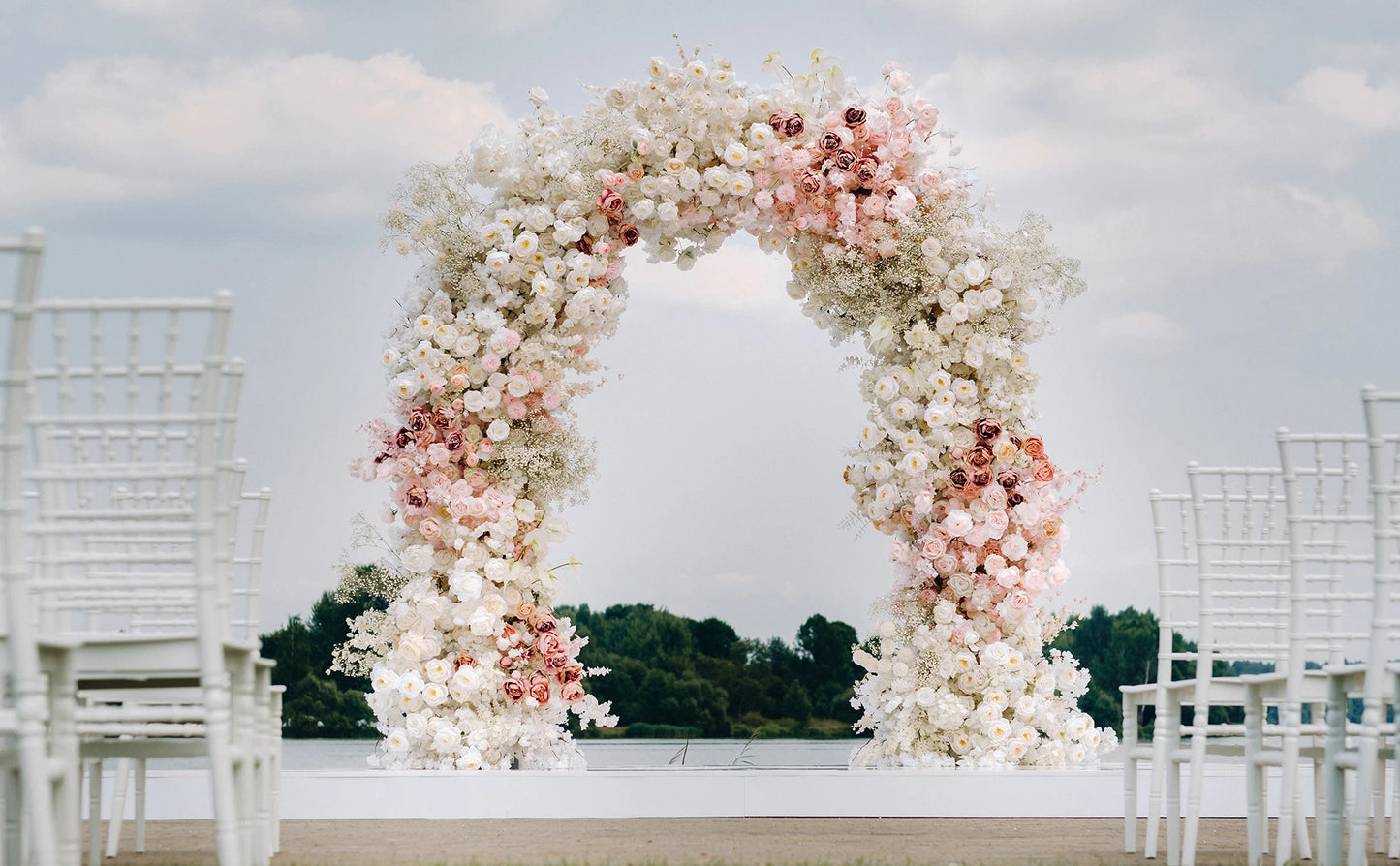 Large White Wedding Arch Stand 3 Layer Balloon Garden Backdrop Metal Rack Arch Frame Pergola Stand