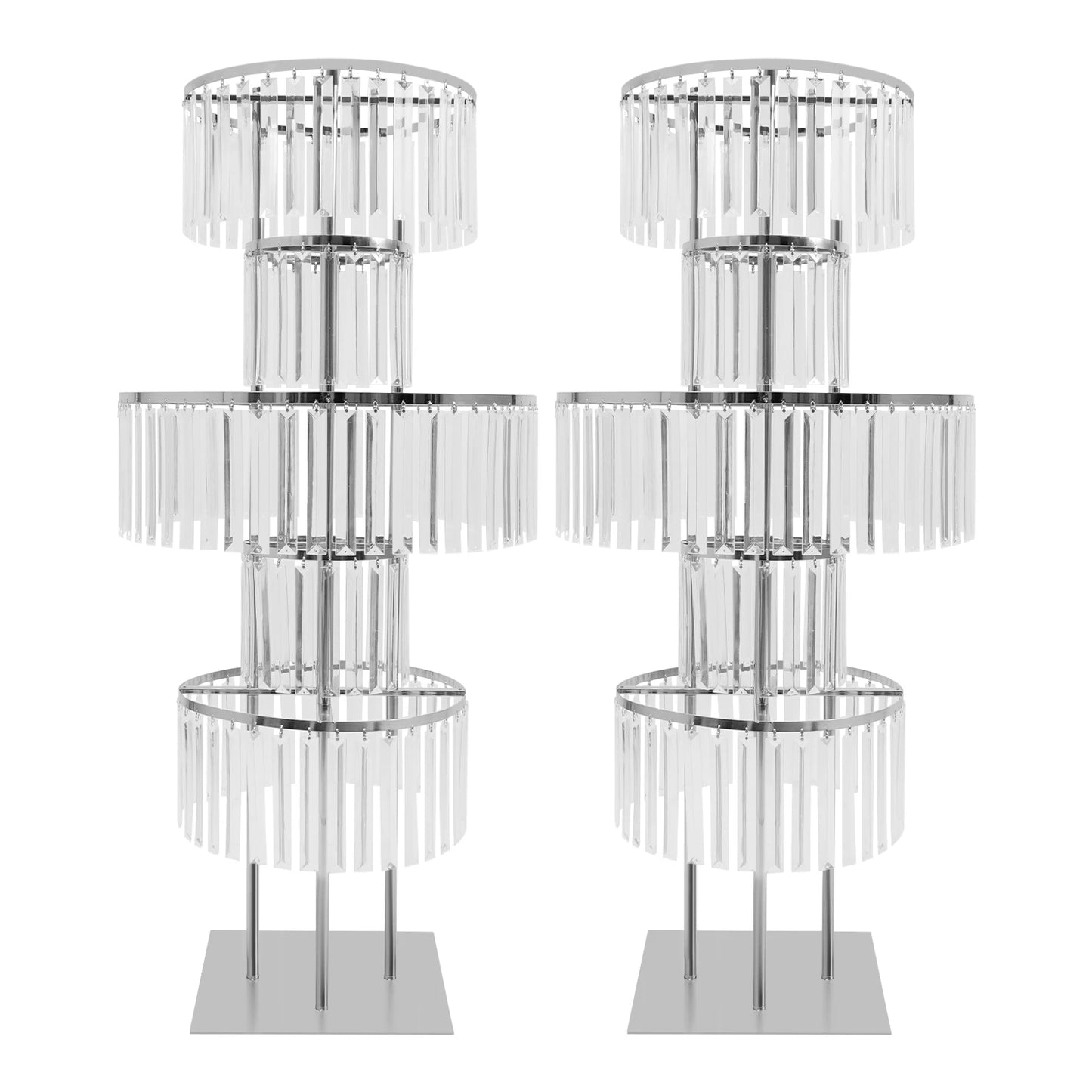 2PCS 5-tier Crystal Flower Stand Wedding Centerpieces Crystal Vases Premium Display Shelf for Party Table Decor Gold/Silver