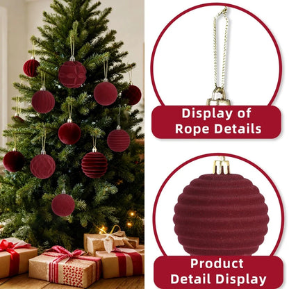 12pcs 6cm Wine Red Christmas Ball Ornaments Christmas Tree Party Decoration New Christmas Spheres Pendant