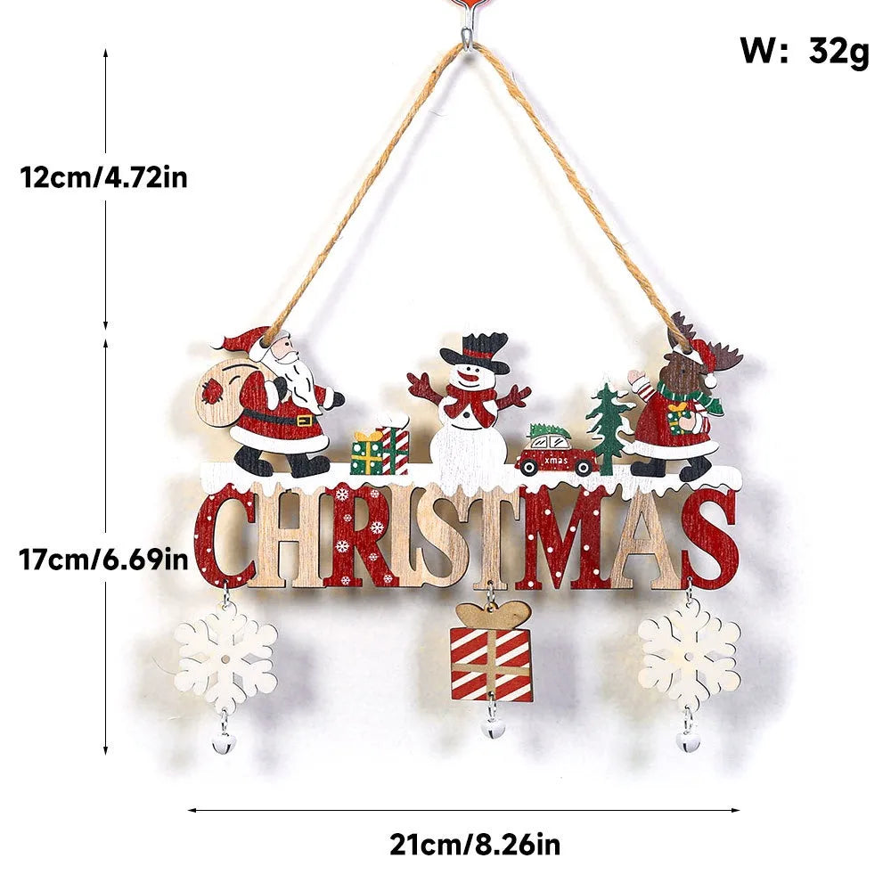 Christmas Hanging Pendant Wooden Crafts Xmas Tree Wall Ornament Natal Navidad Merry Christmas Decor