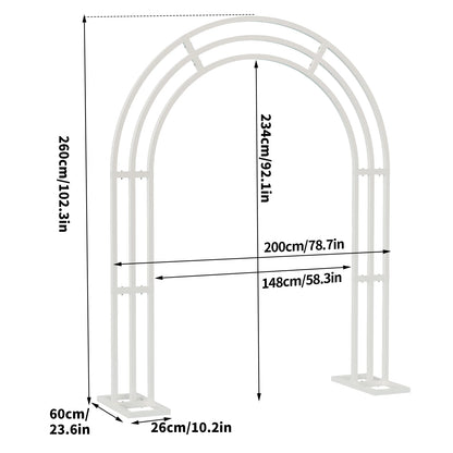 Large White Wedding Arch Stand 3 Layer Balloon Garden Backdrop Metal Rack Arch Frame Pergola Stand