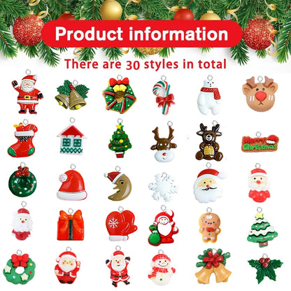 20/30pcs mini DIY Christmas Keychains Christmas Tree Ornaments Resin Miniaturess for Craft Christmas Decor