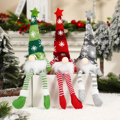 Christmas Faceless Doll Gnome Ornaments LED Light Plush Knitting Crafts Tree Pendant Christmas Decorations for Home Kids Gift