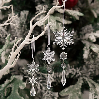 10Pcs Crystal Snowflake Icicle Christmas Decorations Hanging Tree Ornaments for Home Decor New Year Party Supplies Accessories