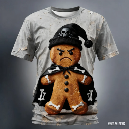 Christmas Gingerbread 3D Printed Men's Short Sleeve T shirt Crew Neck Shirt Daily Vacation festival Party Street Men's Clothing