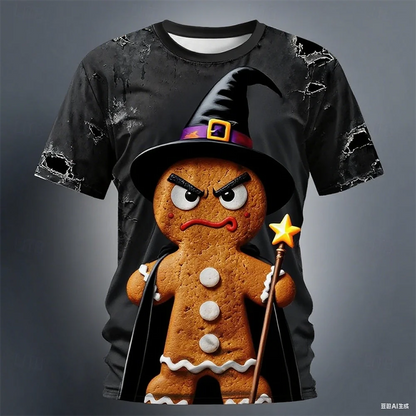 Christmas Gingerbread 3D Printed Men's Short Sleeve T shirt Crew Neck Shirt Daily Vacation festival Party Street Men's Clothing