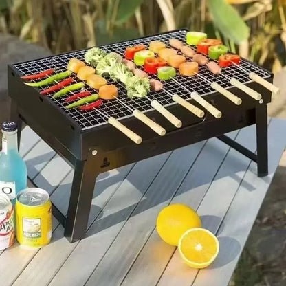 Portable BBQ Charcoal Grill Stainless Steel Small Mini BBQ Tool Kit Outdoor
