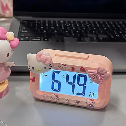 Hello Kitty Alarm Cute Kitty Cat Noctilucent Clocks Cartoon Mini Alarm Clocks