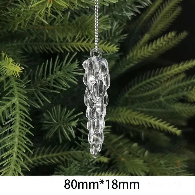 10Pcs Crystal Snowflake Icicle Christmas Decorations Hanging Tree Ornaments for Home Decor New Year Party Supplies Accessories