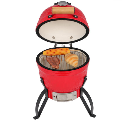 Round Charcoal Grill Ceramic Asador Kamado Charcoal Grills 13 Inch Orange Kitchen Smoker Barbecue Outdoor BBQ