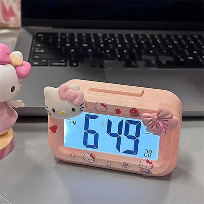 Hello Kitty Alarm Cute Kitty Cat Noctilucent Clocks Cartoon Mini Alarm Clocks
