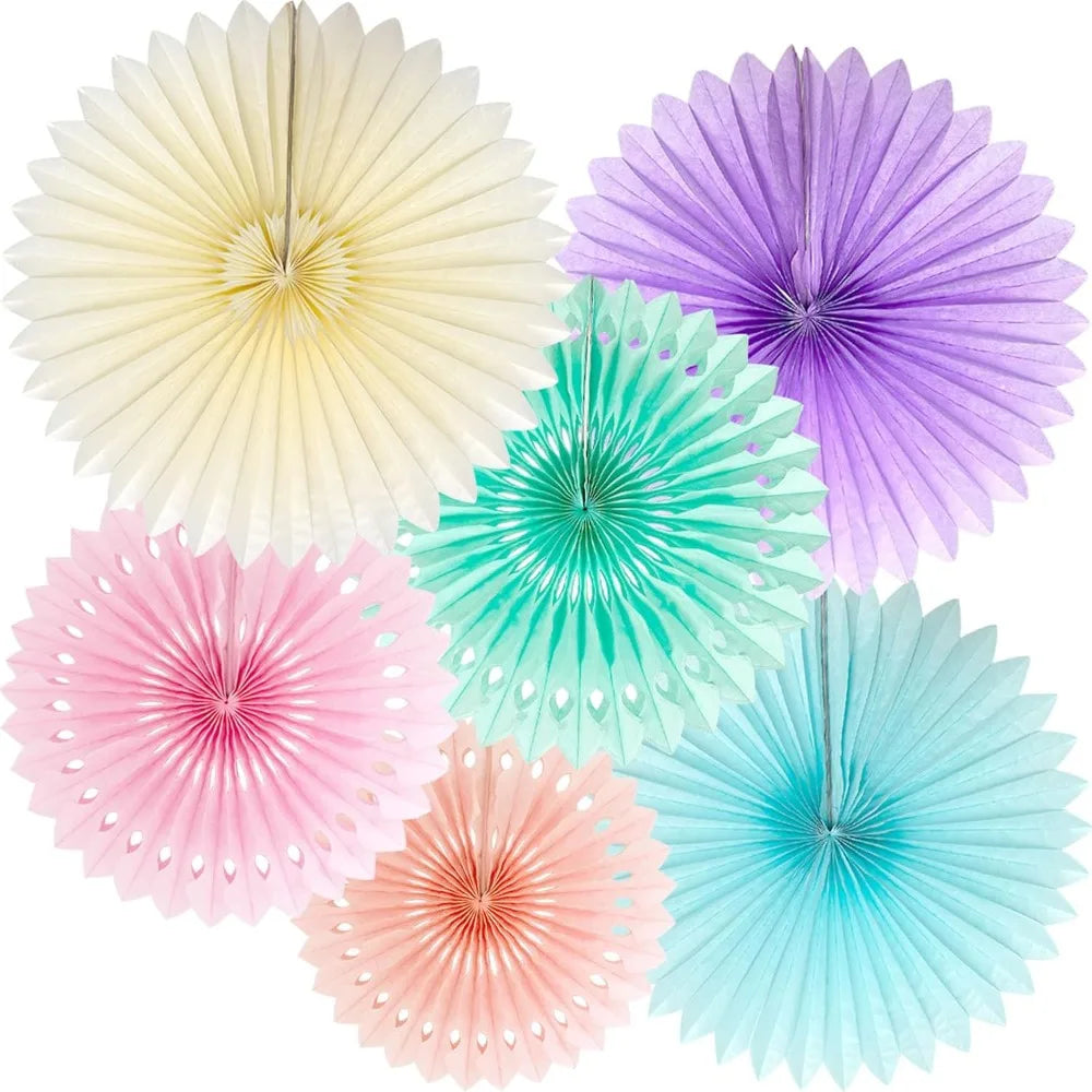 Pastel Rainbow Paper Fans Party Decorations Colorful Ice Cream Easter Macaron Wall Hanging Light Pink Blue Purple Mint Peach