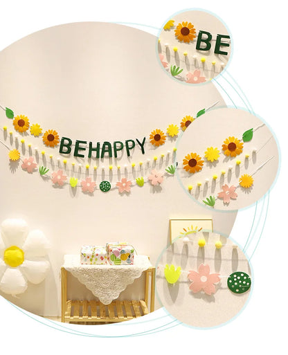 Happy Birthday Hairball Pull Flag Set Decorative Holiday Decor For Adult Children Birthday Home Room Decor Atmosphere New Decor