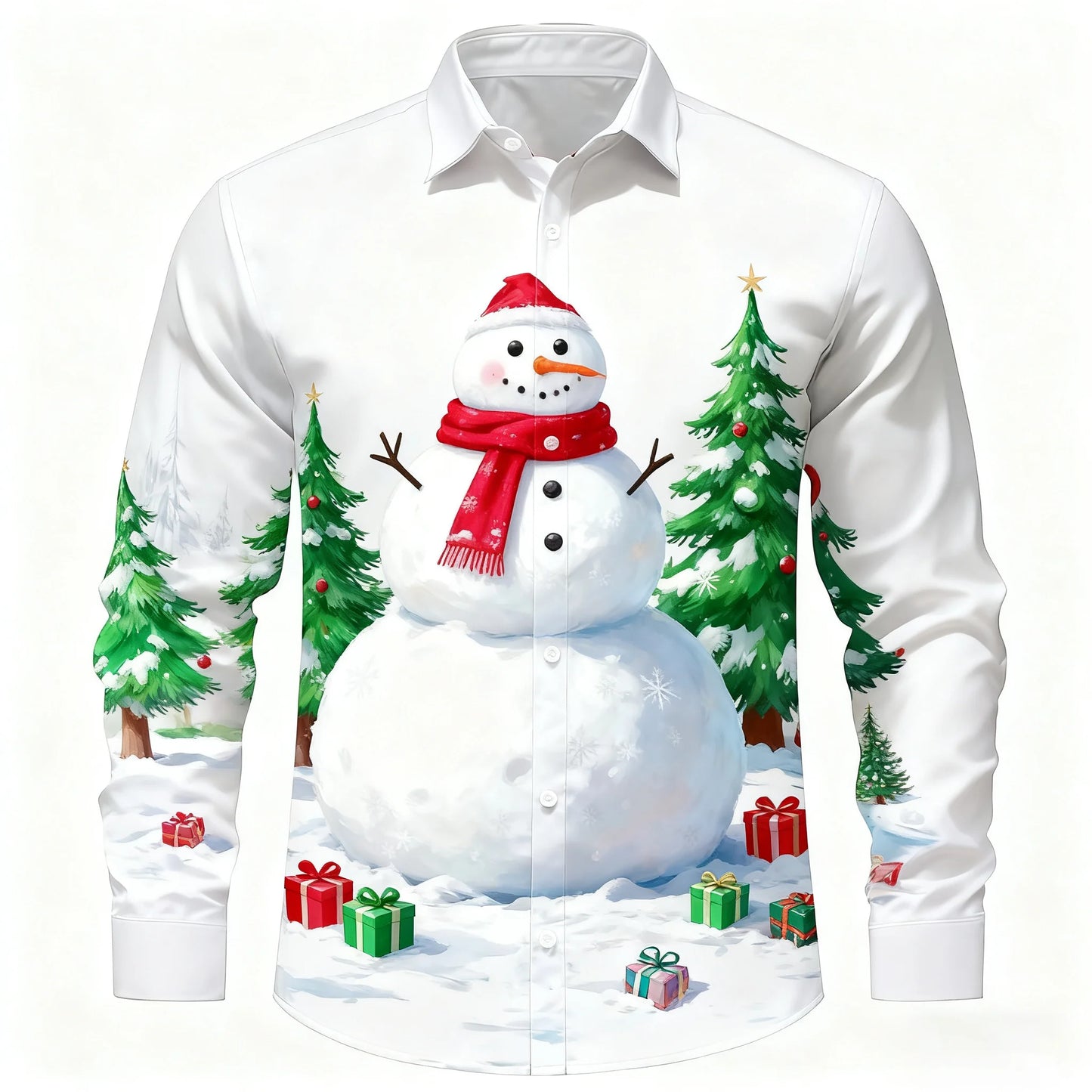 Christmas Men's 3D Graphic Long Sleeve,Street Style Fashion,Cartoon Santa Claus Reindeer Prints Design,2025 Fall Casual Shirt
