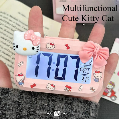 Hello Kitty Alarm Cute Kitty Cat Noctilucent Clocks Cartoon Mini Alarm Clocks