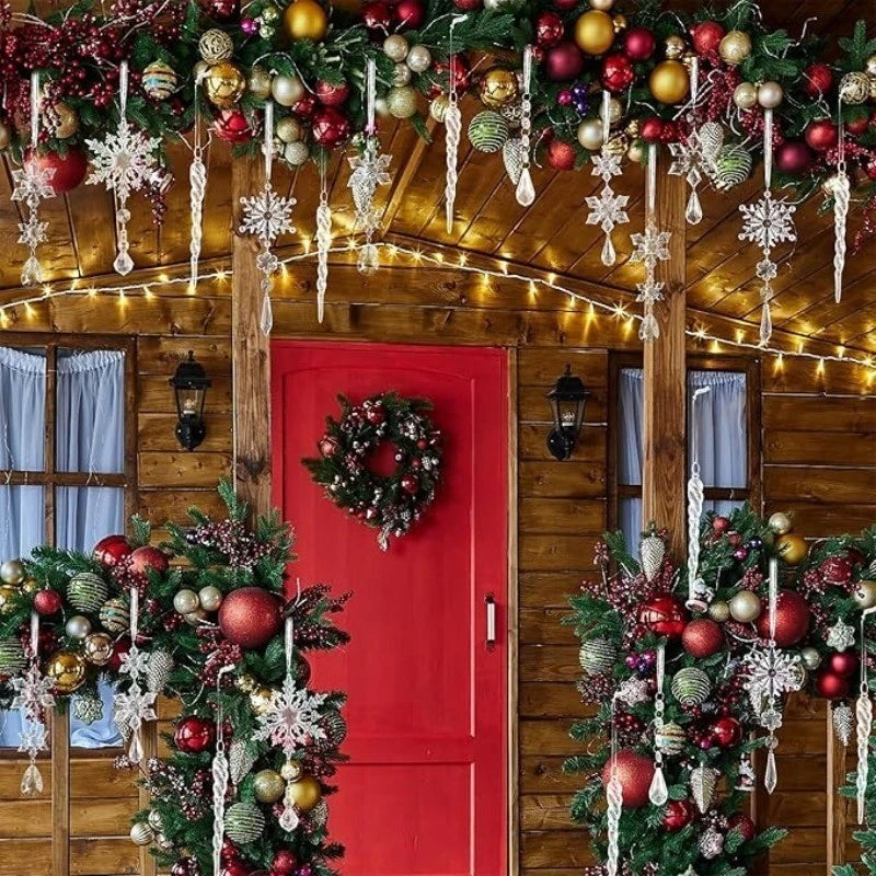 10Pcs Crystal Snowflake Icicle Christmas Decorations Hanging Tree Ornaments for Home Decor New Year Party Supplies Accessories