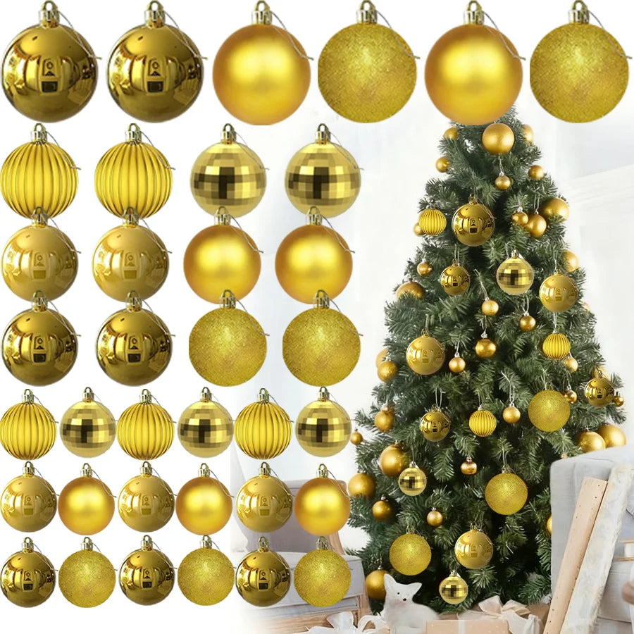 24 Piece Set Gold 3cm Christmas Ball Ornaments Unbreakable Christmas Hanging Balls for Christmas Tree Holiday Wedding Party