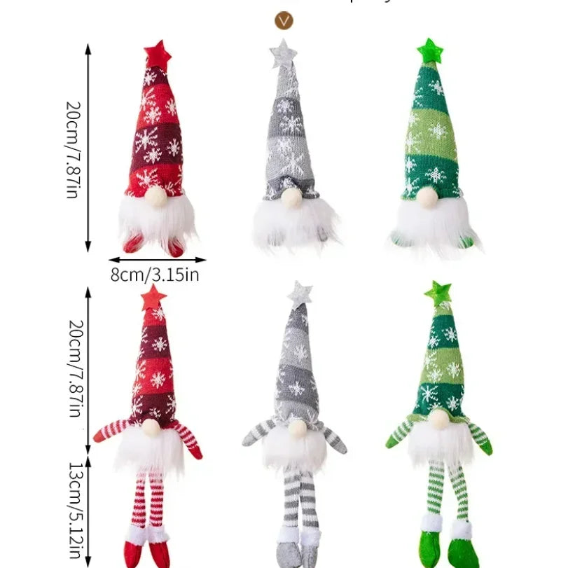 Christmas Faceless Doll Gnome Ornaments LED Light Plush Knitting Crafts Tree Pendant Christmas Decorations for Home Kids Gift