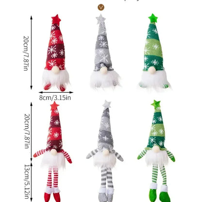 Christmas Faceless Doll Gnome Ornaments LED Light Plush Knitting Crafts Tree Pendant Christmas Decorations for Home Kids Gift