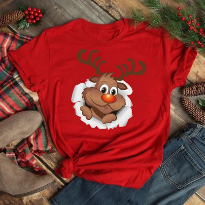 Merry Christmas Women's Short sleeved T-shirt Christmas Tree Santa Claus Letter Print Simple Trendy Trend Women's Clothing