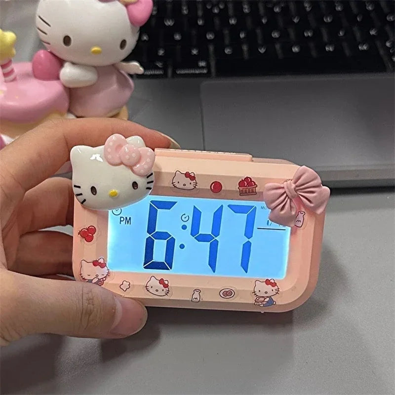 Hello Kitty Alarm Cute Kitty Cat Noctilucent Clocks Cartoon Mini Alarm Clocks