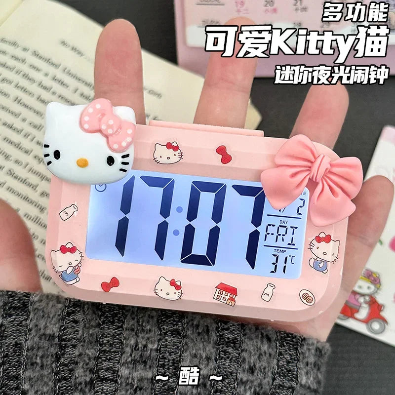Hello Kitty Alarm Cute Kitty Cat Noctilucent Clocks Cartoon Mini Alarm Clocks