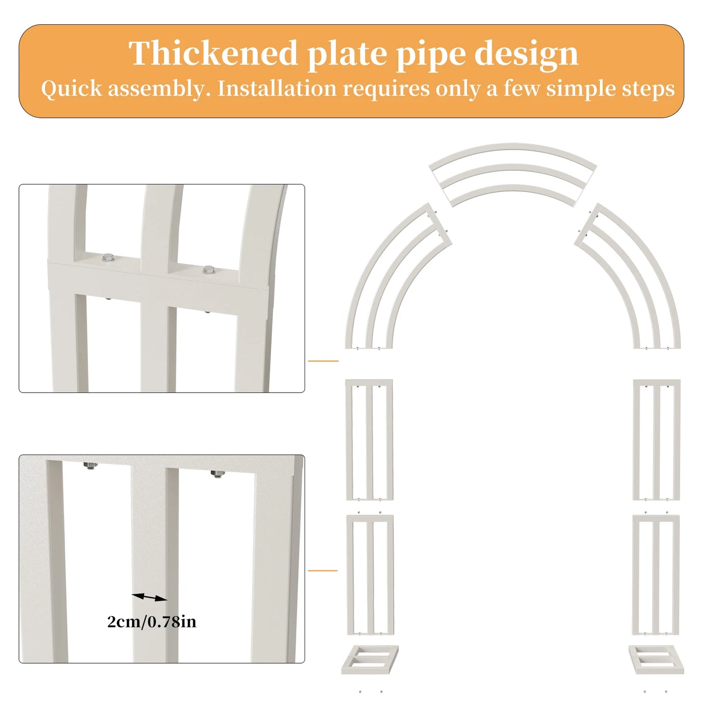 Large White Wedding Arch Stand 3 Layer Balloon Garden Backdrop Metal Rack Arch Frame Pergola Stand