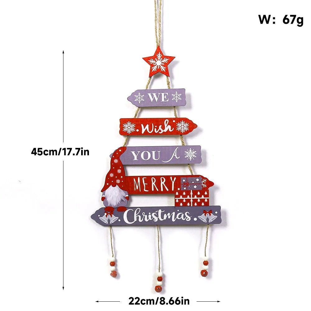 Christmas Hanging Pendant Wooden Crafts Xmas Tree Wall Ornament Natal Navidad Merry Christmas Decor