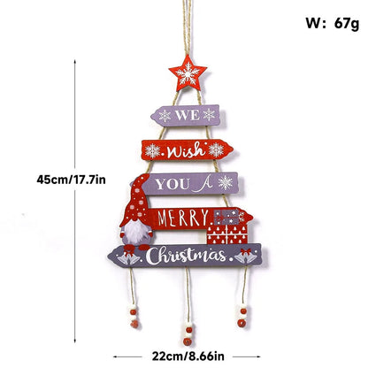 Christmas Hanging Pendant Wooden Crafts Xmas Tree Wall Ornament Natal Navidad Merry Christmas Decor