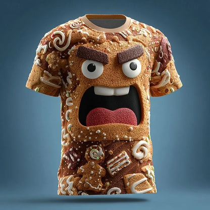 Christmas Gingerbread 3D Printed Men's Short Sleeve T shirt Crew Neck Shirt Daily Vacation festival Party Street Men's Clothing