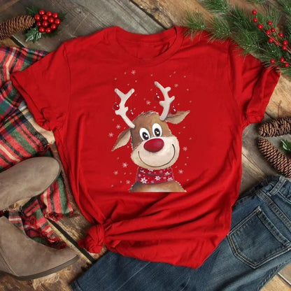 Merry Christmas Women's Short sleeved T-shirt Christmas Tree Santa Claus Letter Print Simple Trendy Trend Women's Clothing
