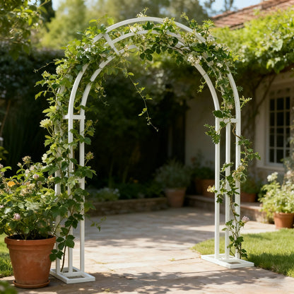 Large White Wedding Arch Stand 3 Layer Balloon Garden Backdrop Metal Rack Arch Frame Pergola Stand