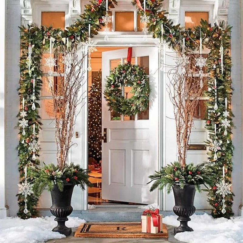 10Pcs Crystal Snowflake Icicle Christmas Decorations Hanging Tree Ornaments for Home Decor New Year Party Supplies Accessories