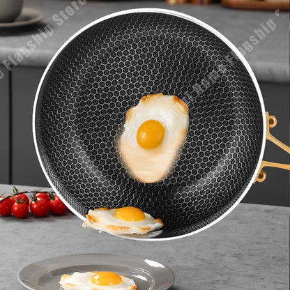 316 Stainless Steel Frying Pan Wok Non-stick Cooking Honeycomb Steak Gas Stove Pot