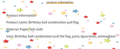 Happy Birthday Hairball Pull Flag Set Decorative Holiday Decor For Adult Children Birthday Home Room Decor Atmosphere New Decor