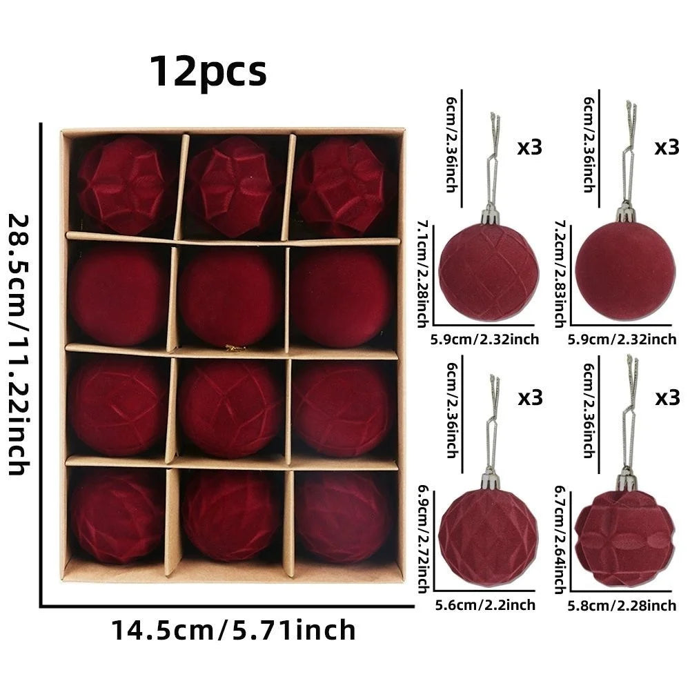 12pcs 6cm Wine Red Christmas Ball Ornaments Christmas Tree Party Decoration New Christmas Spheres Pendant