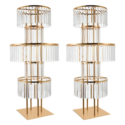 2PCS 5-tier Crystal Flower Stand Wedding Centerpieces Crystal Vases Premium Display Shelf for Party Table Decor Gold/Silver