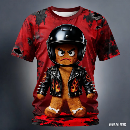 Christmas Gingerbread 3D Printed Men's Short Sleeve T shirt Crew Neck Shirt Daily Vacation festival Party Street Men's Clothing