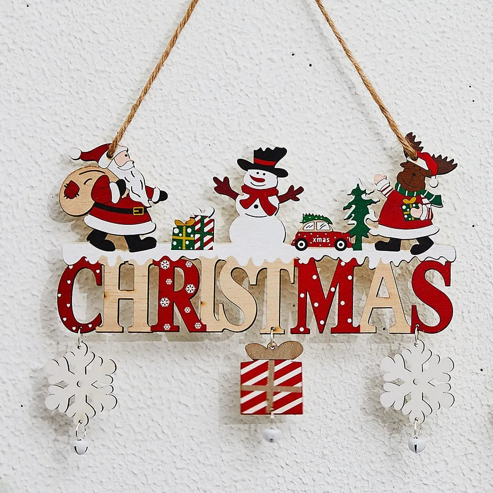 Christmas Hanging Pendant Wooden Crafts Xmas Tree Wall Ornament Natal Navidad Merry Christmas Decor