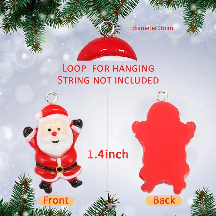 20/30pcs mini DIY Christmas Keychains Christmas Tree Ornaments Resin Miniaturess for Craft Christmas Decor