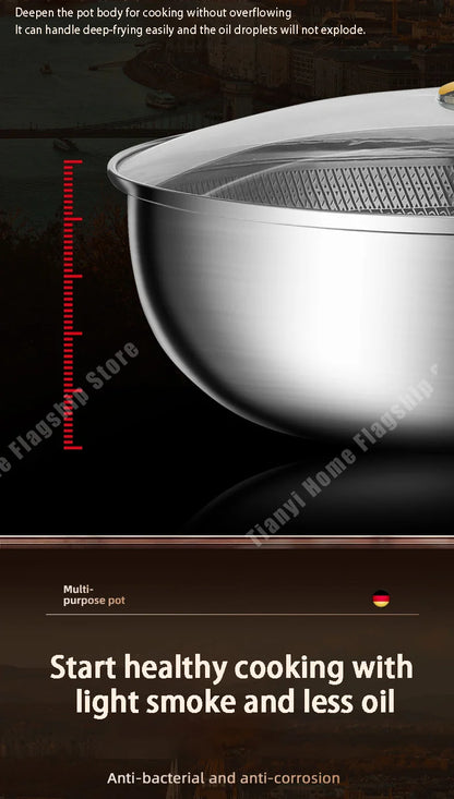 316 Stainless Steel Frying Pan Wok Non-stick Cooking Honeycomb Steak Gas Stove Pot