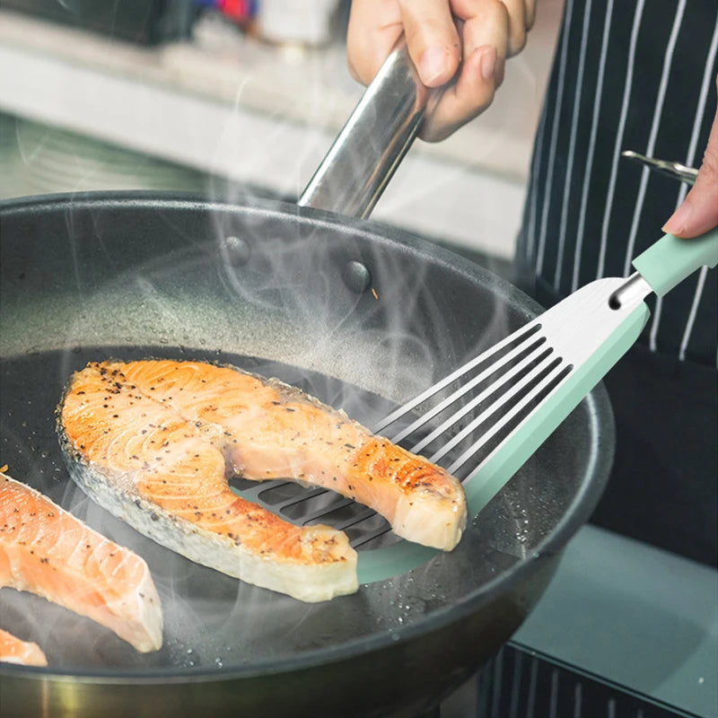 1PCS Silicone+stainsteel Kitchen BBQ Heat-resistant Cooking Utensils